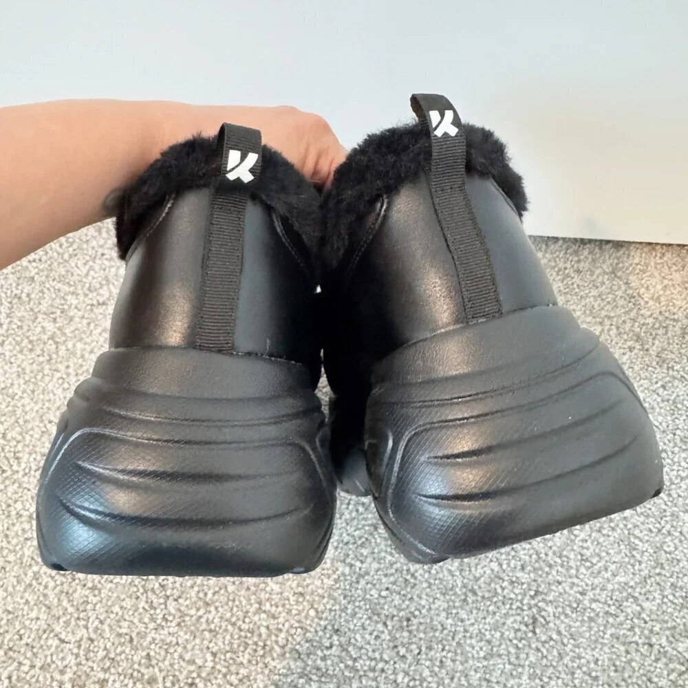 NEW Koi Fur Trim Chunky Platform Sneakers Dolls Kill Grunge Gothic Punk Black 8